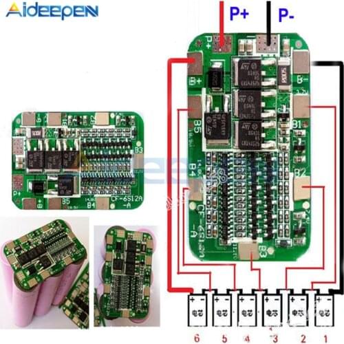 1Pcs 6S 15A 24V 18650 Li-ion Lithium Battery Charging Protection Board PCB BMS Protection Board For 6 Pack Cell Module