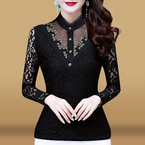 Women Blouse Winter Lace Womens Top Womens Long Sleeve Blusas Ropa De Mujer