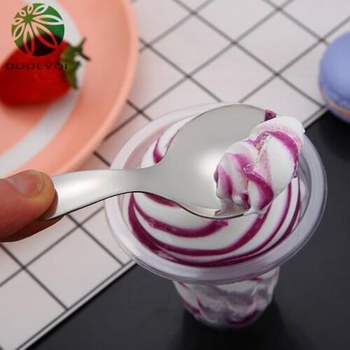 1pc Practical Stainless Steel Tea Spoon Ice Cream Dessert Spoon Cute Short Handle Round Spoon Salt Seasoning Spoon Kitchen Tool