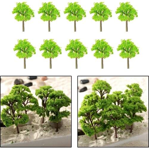 10/Set Scenery Tree Railway Train Fairy Garden Street Landscape Model Trees