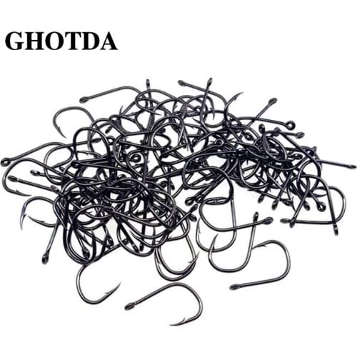 100pcs/lot High-carbon steel fishing hooks 4 6 8 10 12 crank lure Worm Pesca