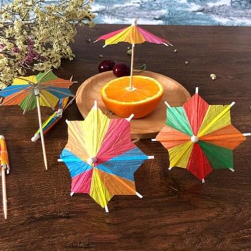 144pcs Octagonal Umbrella Sign Toothpick Flower Sign Party Decoration Cupcake Fruit Cake Toppers Decor Cocktail Bar Decor