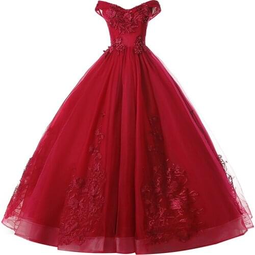 Sweet 16 Wine Red Quinceanera Dresses Off Shoulder Ball Gown Sweet 15 Dress Prom Gowns Vestido De 15 Anos Quinceanera Vestidos