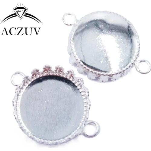 200pcs Silver Plated 15mm 20mm 25mm Bracelet Jewelry Link Connector Bezel Blank Pendant Tray Cabochon Base Setting DPC003