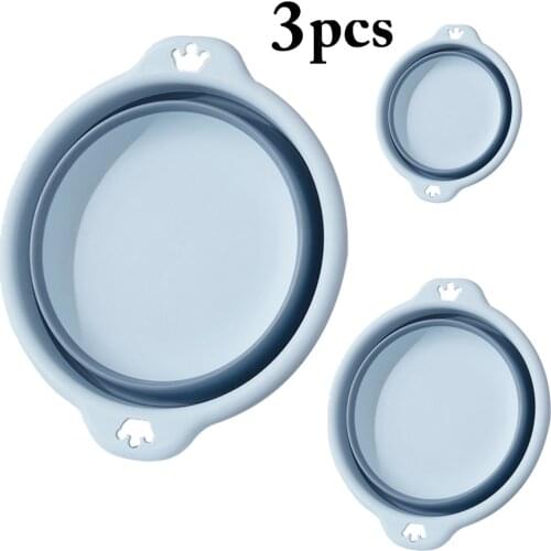 3Pcs/Set Wash Basin Collapsible Plastic Portable Folding Wash Basin Collapsible Bucket/ Dish Tub For Home Outdoor Camping Trip