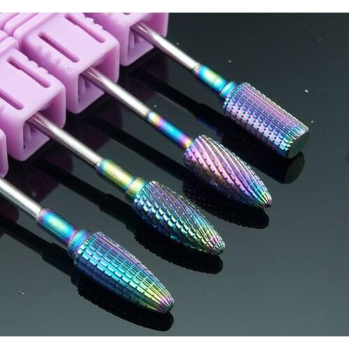 4kinds Rainbow Coating Nail Drill Bits Tungsten Carbide Bits Rotary Burr Manicures Drill Nail Electric Beauty Tools Millings