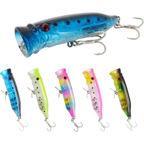 5PCS Popper Fishing Lures 9g 6.5cm Topwater Artificial Bait Hard Fiahing Lure Set Carp Fishing Accessories Tackle For Pike Trout