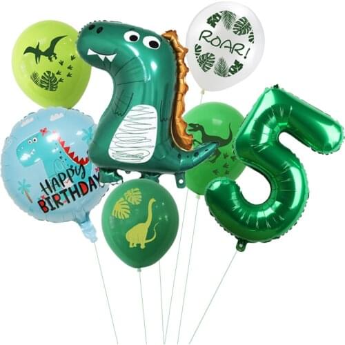 LAPHIL 7pc Dinosaur Party Balloon 1 2 3 4 5 6 7 8 9 Years Birthday Party Ballons Kids Birthday Party Decorations Jungle Supplies