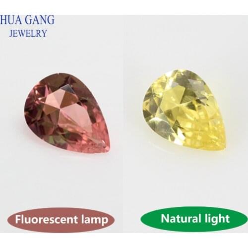 Alexander Stone Nano Discoloration 204# Pear Shape Synthetic Gems For Jewelry 5x7~10x14mm Free Shipping