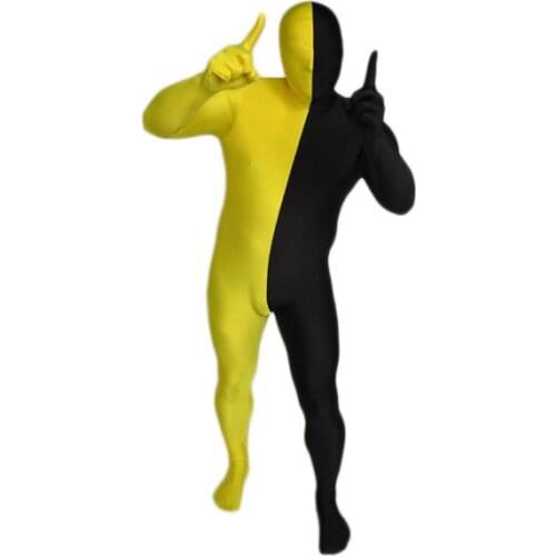 Split Bodysuit Unisex Spandex Zentai costume party Catsuit Unitard Multi-Color Yellow&Black