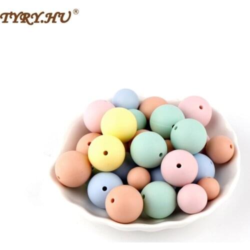 TYRY.HU 100pc Silicone Baby Teething Teether Beads 9- 20mm Safe Food Grade Nursing Chewing Round Silicone Beads Necklace