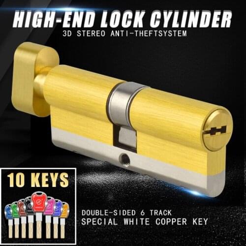 65-100MM Door Lock Cylinder Single Sided Blade Break Anti Stainless Steel Bar Brass Super C class Snake Groove Lock Core 10 Key