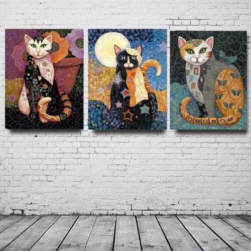 Home Decor Animal Cat Gustav Klimt Canvas Painting Posters and Prints Wall Art Picture Living Room Wall Decoration Cuadros