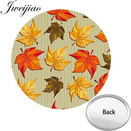 JWEIJIAO Colourful Maple leaves One Side Flat Pocket Mirror Compact Portable Makeup Vanity Hand Travel Purse Mirror