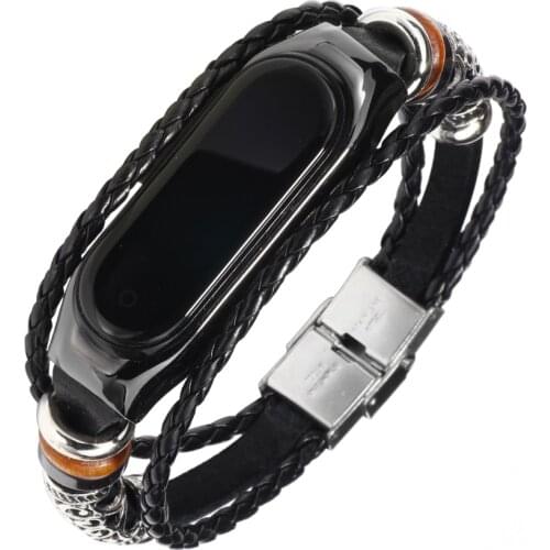 Leather bracelet for Xiaomi Mi Band 4 3 strap Handmade Weave Braided Replacement watch correa for remix mi band 4/3 watchband