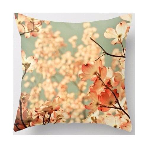 Hot Selling Luxury Print Pink Pretty Prunus Blossom Amazing Square Throw Pillowcase Zippered Pillow Sham