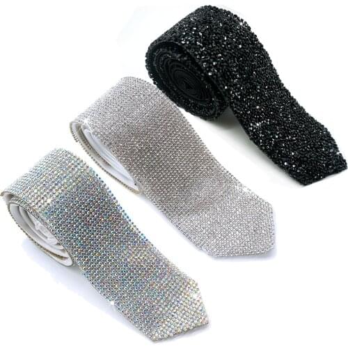 Michael Jackson Necktie Tie Laser Crystal Rhinestone Necktie Necklace for Performace Wedding Party Prom Handmade