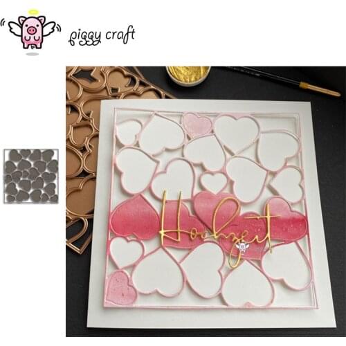 Piggy Craft metal cutting dies cut die mold 2Pcs Love Heart square frame Scrapbook paper craft knife mould blade punch stencils