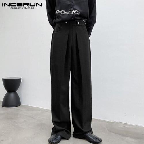 Fashion Men Pants Solid Color Streetwear 2021 Joggers Baggy Casual Straight Trousers Men Korean Pantalones Hombre S-5XL INCERUN