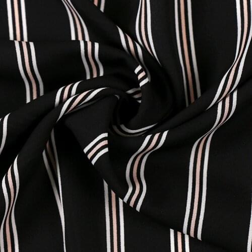 Soft Black Pink and Black Blue 75D Polyester Stripe Chiffon Fabric for Dress Shirts, by the Meter
