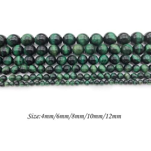 Natural Stone Deep Blue Loose Beads Round Tiger Eye DIY Beaded for Women Jewelry Making Bracelets Necklaces J135