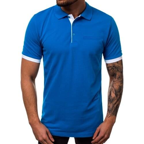 New Business Formal Trend tee Simple Mens short sleeve Fashion Lapel Casual T-shirt