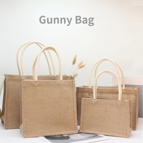 2021 New Shopping Bag Multifunction Jute Tote Reusable Foldable Shopping Bags Grocery Storage Pouch Jute Bag Gunny Bag