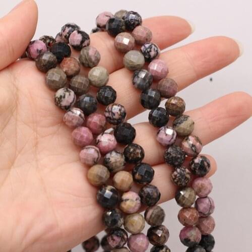 New Style Natural Stone Beads Section Black Rhodochrosite Loose Bead 8 MM For Jewelry Making DIY Necklace Earrings Accessory