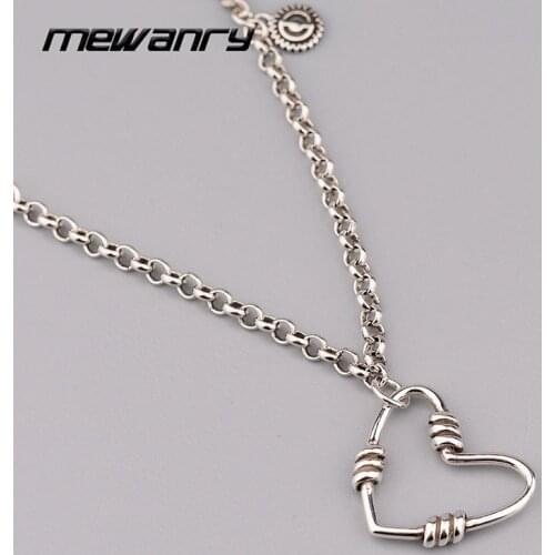 Mewanry 925 Sterling Silver Necklace for Women Fashion Party Minimalist Sweet Hollow Love Clavicle Chain Jewelry Birthday Gifts