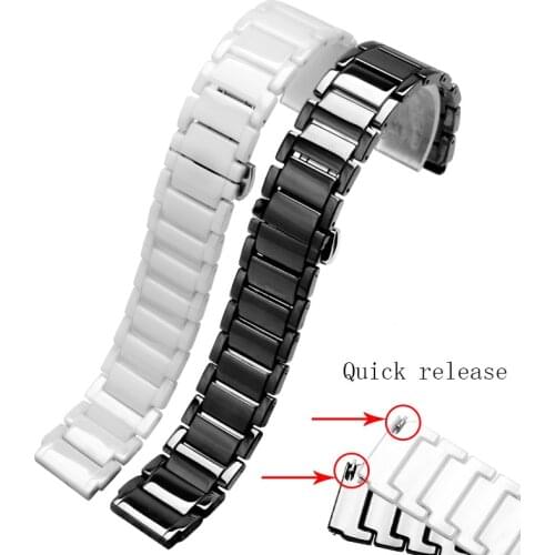 PEIYI High quality Ceramic watchband 18mm black white wristband For Huawei B5Business smart sport bracelet Quick release
