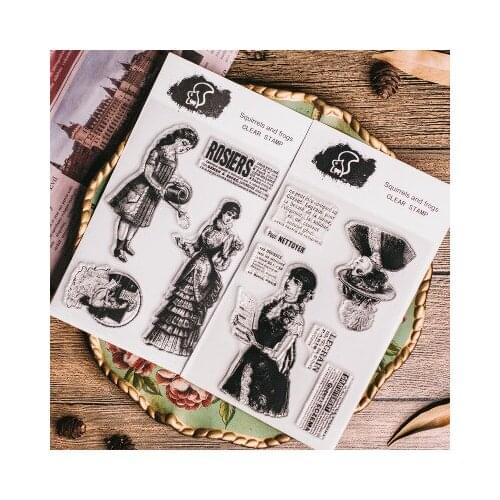 Hand account transparent silicone seal vintage character seal DIY decoration hand account rubber chapter lady