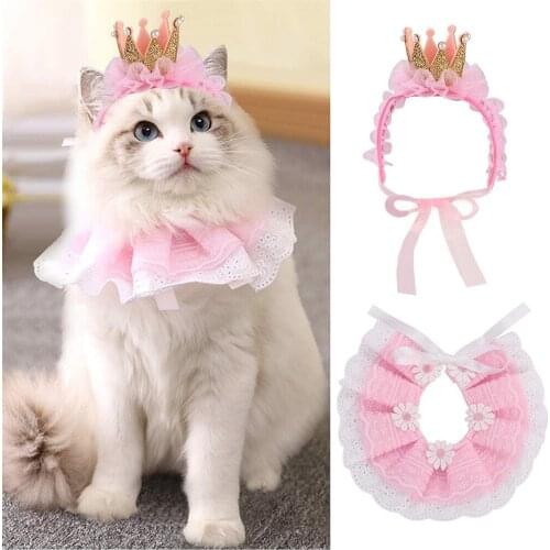 Adjustable Pet Birthday Party Decor Cat Dog Scarf Hat Collar Pets Party Supplies Cute Puppy Cats Cosplay Costume Headwear
