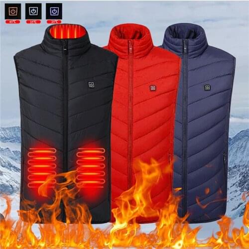PUIMENTIUA 5 Gears Adjustable Winter Smart Heated Cotton Vest USB Heating Thermal Jacket Outdoor Camping Fishing Skiing Hunting