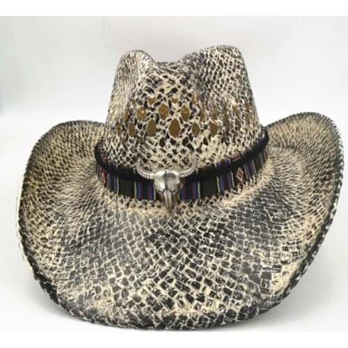 New Women Men Western Jazz Sun Hat Handmade Weave Straw Lady Dad Sombrero Hombre Cowboy Jazz Punk Caps