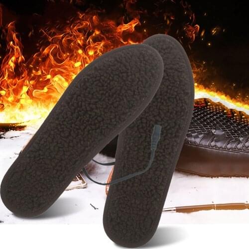 Lamb Wool USB Heating Insole Winter Electric Foot Warmer USB Heating Insole Electric Heating for Winter Outdoor 35-46 Shoe Size