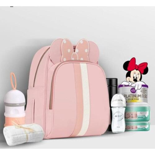 Disney Brand Diaper Bag Usb Heating Insulation For Bottle Bag Maternity Backpack For Babies Pu Waterproof Nappy Bag Mickey Mouse