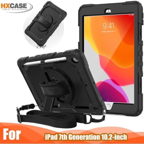 Heavy duty silicone case for ipad 8th generation 10.2 2020 case shockproof cover with hand&shoulder strap for ipad 8