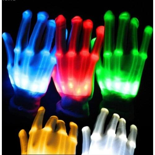 LED Gloves Neon Guantes Glowing Halloween Party Light Props Luminous Flashing Skull Gloves Stage Costume Christmas Supplies