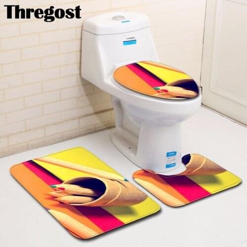 Thregost Print Bathrooms Rugs Microfiber Bath Mat Non-Slip Washable and Absorbent Soft Shower Rug Toilet WC Carpet