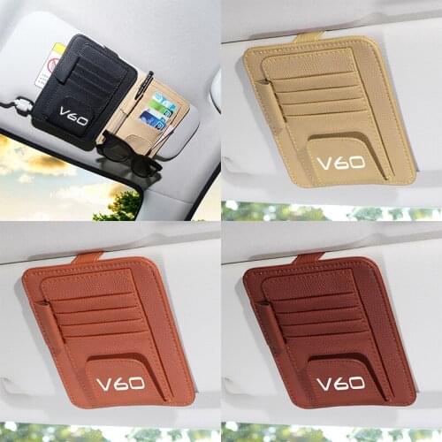 Universal Car Vehicle Sun Visor Sunglasses Glasses Holder Clip Credit Card Package ID Storage Bag for VOLVO V60 Auto Accessories