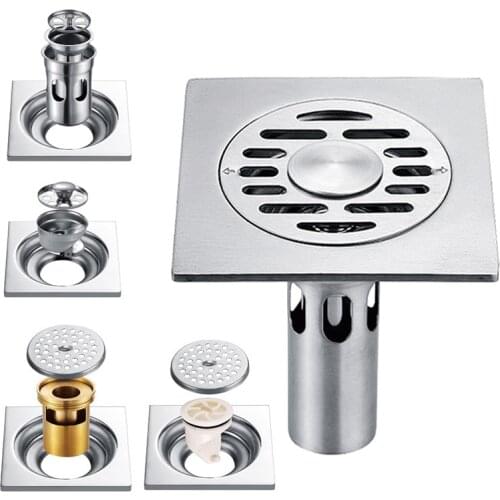 Bathroom Stainless Steel Anti-Odor Floor Drain Sewer Insect Wash Depth Engineering Square Thicken