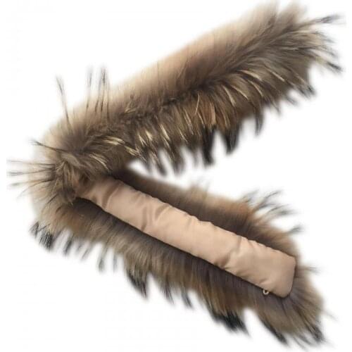 Natural Fur Collar 100% Real Raccoon Fur Scarf For Mens Womens Kids Parkas Coats Male Furs Collars 60