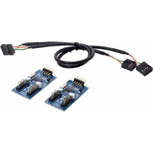 Xiwai 9pin USB 2.0 Header 1 to 2 / 4 Female Extension Cable HUB Connector Adapter Port Multilier