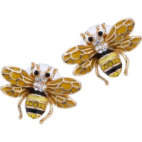 YACQ Honey Bee Stud Earrings Austrian Crystal Enamel Gold Color Fashion Jewelry Birthday Gifts Women Mom Girls Dropshipping Bee7
