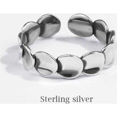 Sole Memory Retro Simple Shiny Wafer 925 Sterling Silver Female Resizable Opening Rings SRI701