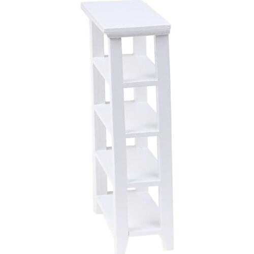 1Pc Shelf White 1/12 Dollhouse Miniature Furniture Wooden Study Accs for Dolls Bedroom Kids Children Pretend Play Toys