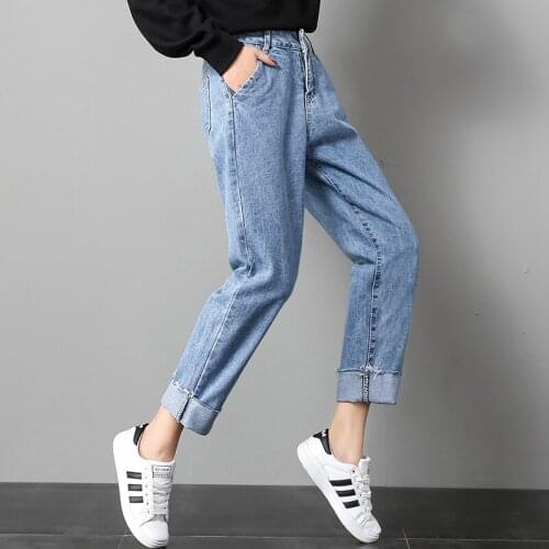 2019 Winter Jeans Woman High Waist Boyfriend Jeans For Women Plus Size Blue Denim Jeans Pants Trousers