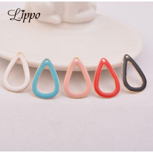 30pcs 17*25mm High Quatily Gold Copper Enamel Water Drop Charms Earrings Pendant Base Jewelry Accessories Nickel and Lead Free