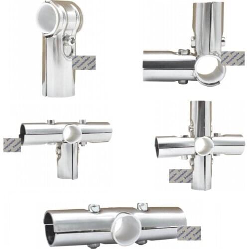 4Pcs Heavy Stainless Steel 1" 25mm Pipe Tube Fittings Clamp Joint Connector Elbow Tee Display Stand Clothes Shelf