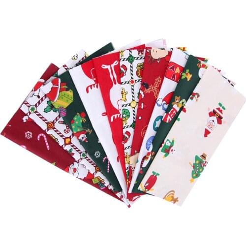 5/10pcs 25*25CM Christmas Print Pure Cotton Fabric Christmas Pattern Patchwork For Sewing DIY Holiday Decorations